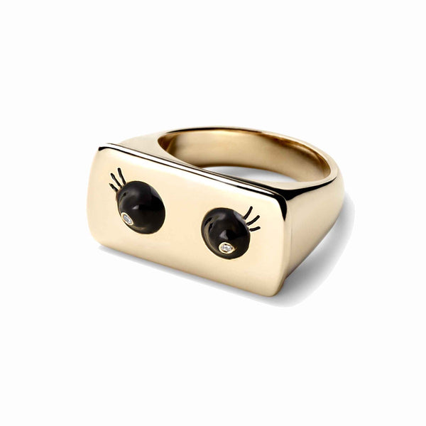 Black Enamel Eyes Ring