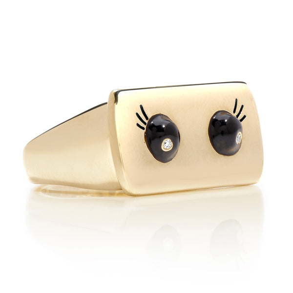 Black Enamel Eyes Ring