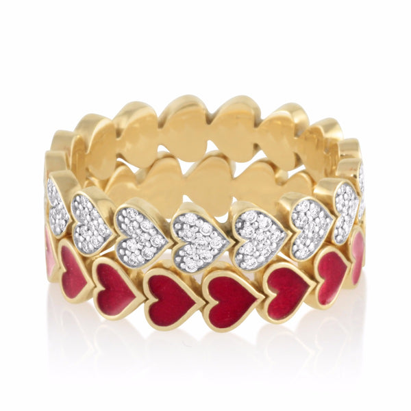 Diamond Heart Stack Ring