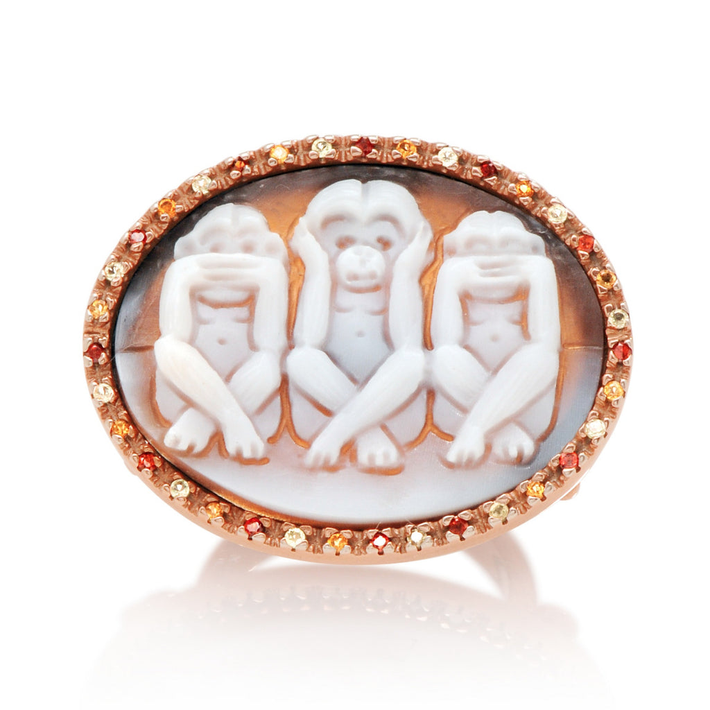 Amedeo Jewelry Carved Sardonyx Fruit Monkey Ring