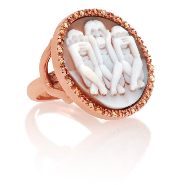 Amedeo Jewelry Carved Sardonyx Fruit Monkey Ring
