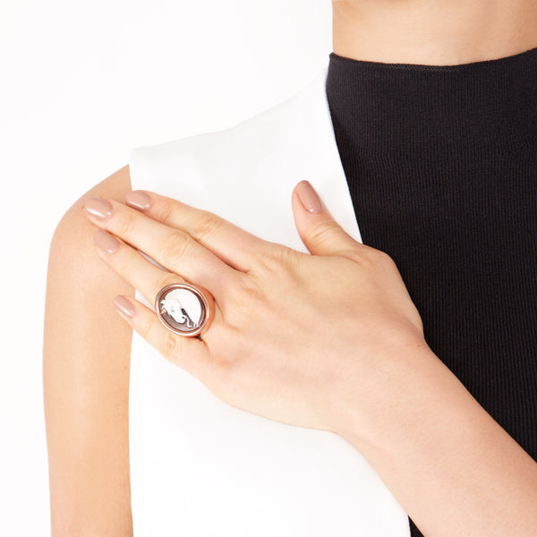 Amedeo Jewelry Unicorn Cameo Ring With White Diamonds