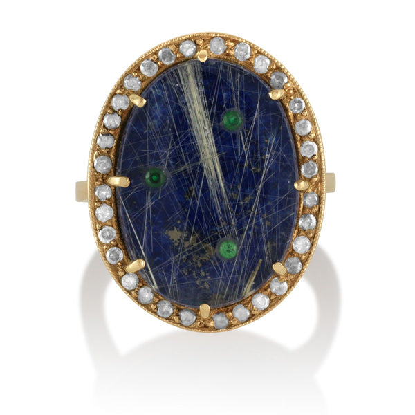Lapis and Ice Diamond Ring