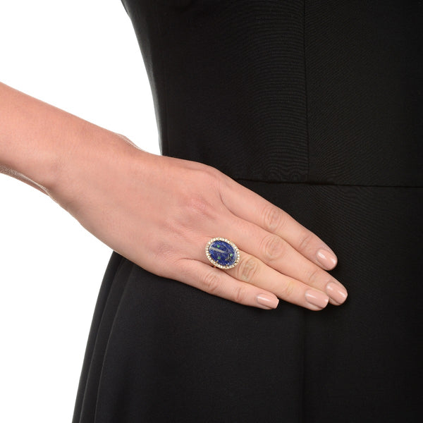 Lapis and Ice Diamond Ring