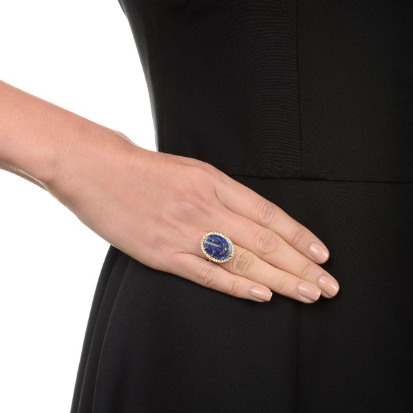 Lapis and Ice Diamond Ring