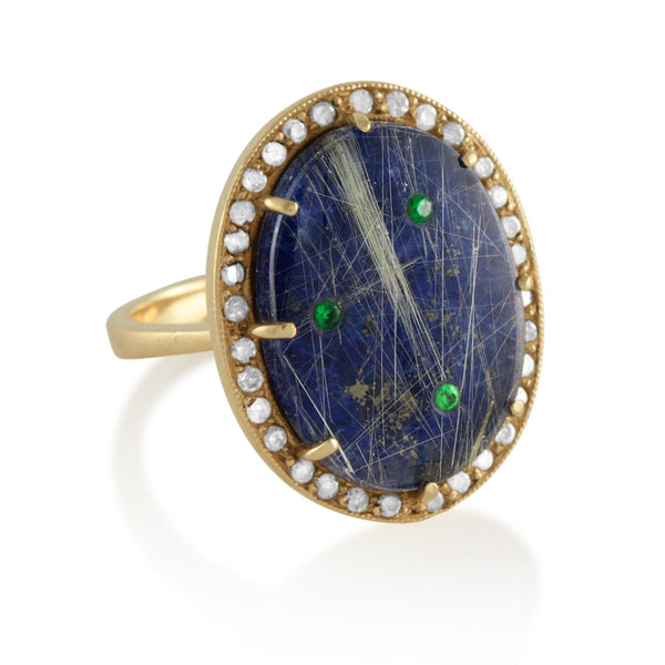 Lapis and Ice Diamond Ring