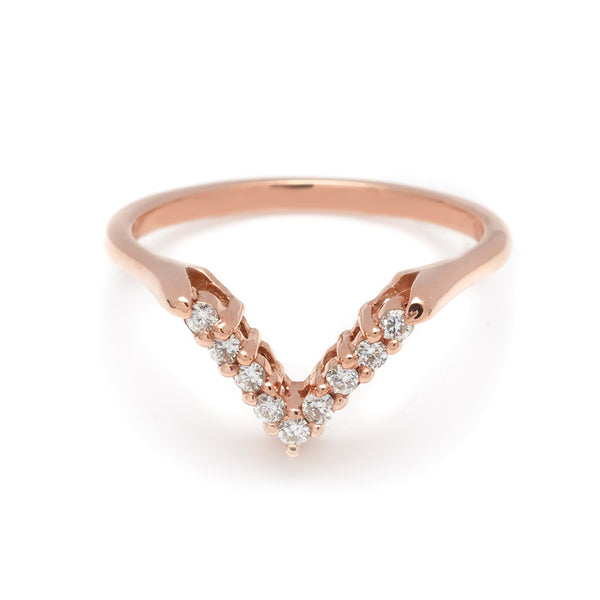 Chevron White Diamond Ring