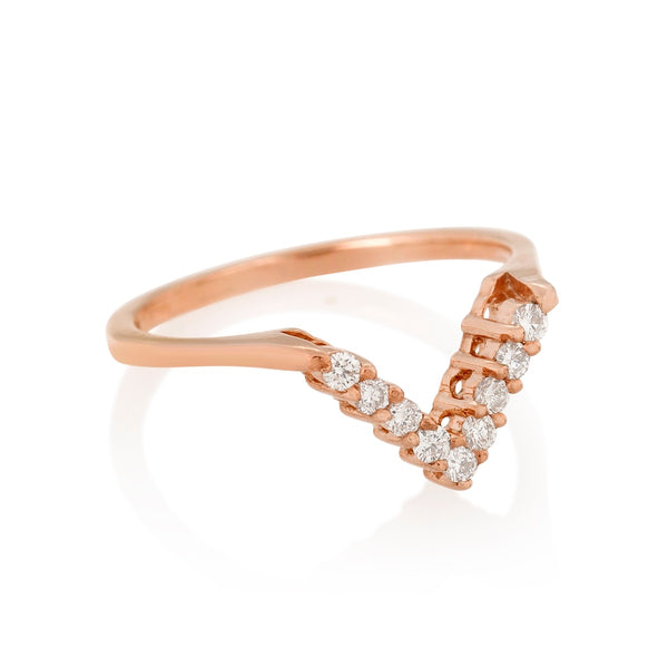 Chevron White Diamond Ring