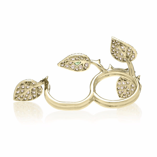 CN-34-R-YGT Gold and Diamond Rose Leaf Ring