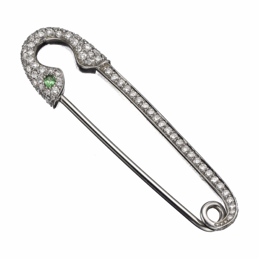 Crow Nest 18K and Diamond Gold Safety First Brooch white gold