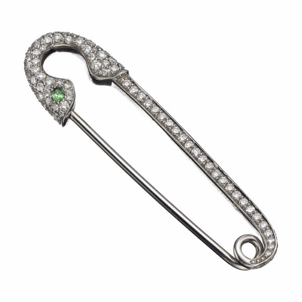 Crow Nest 18K and Diamond Gold Safety First Brooch white gold