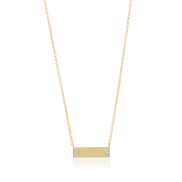 Diamond Double Triangle Mini Nameplate Necklace
