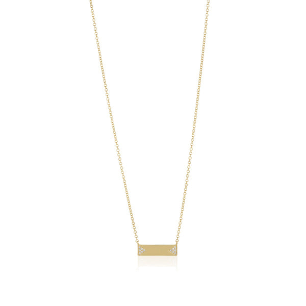 Diamond Double Triangle Mini Nameplate Necklace