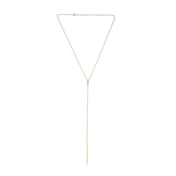 Diamond White Topaz Baguette Lariat Necklace
