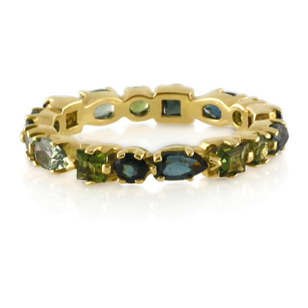 Blue And Green Multi Sapphire Band
