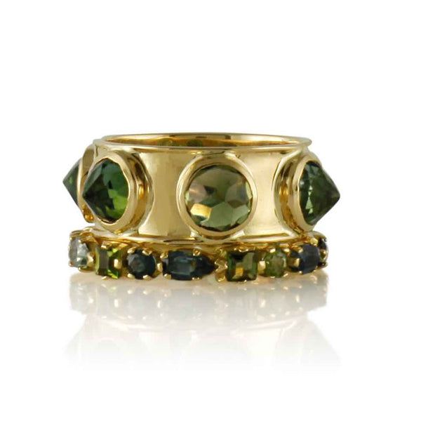 Blue And Green Multi Sapphire Band