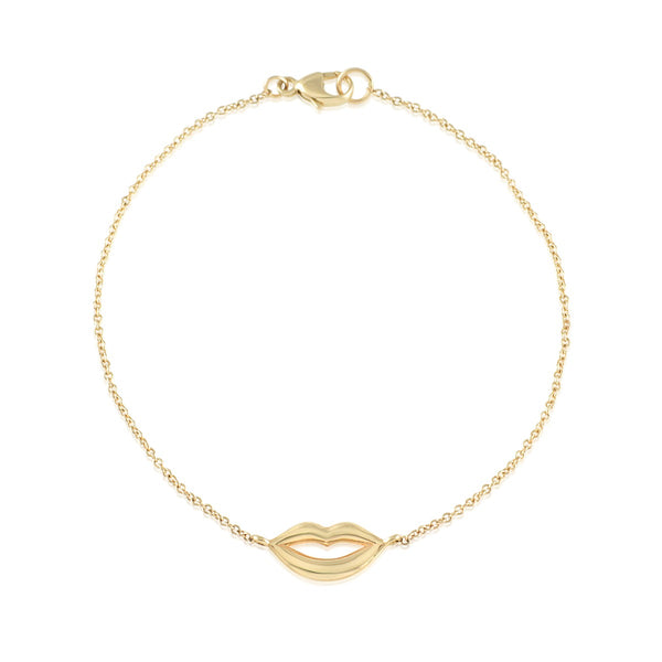 14k Gold Lips Charm Bracelet