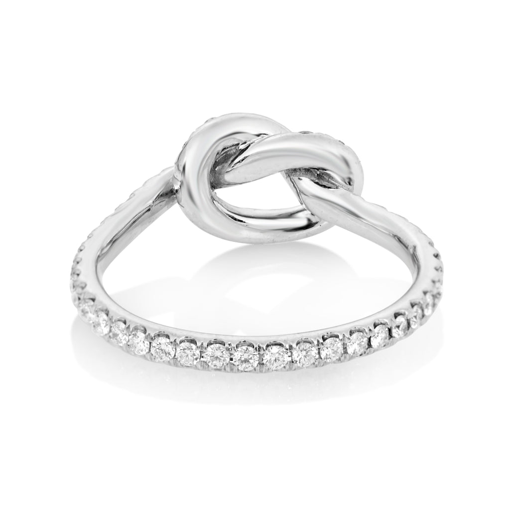 Large Pave Diamond Love Knot Ring