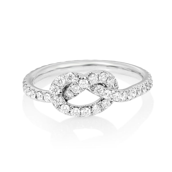 Large Pave Diamond Love Knot Ring
