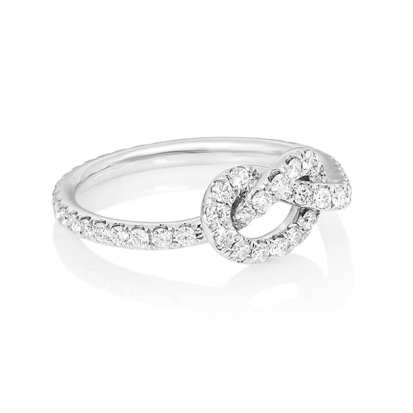 Large Pave Diamond Love Knot Ring