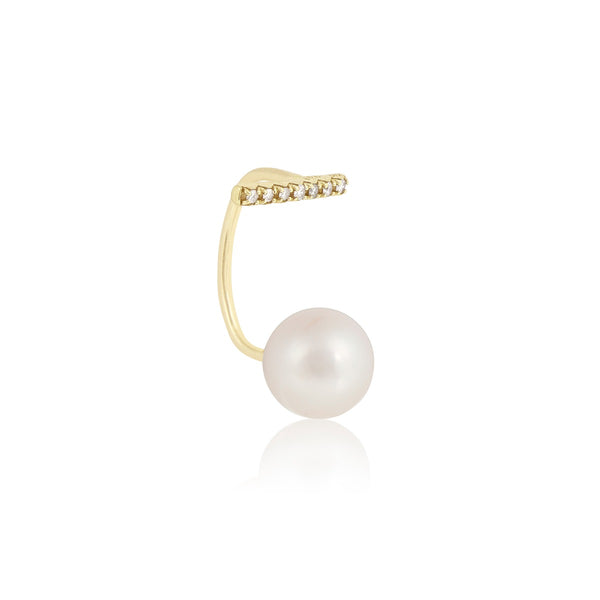 Diamond Stable Earring With Pearl Backing