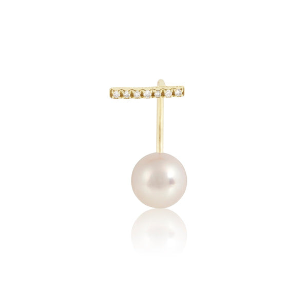 Diamond Stable Earring With Pearl Backing
