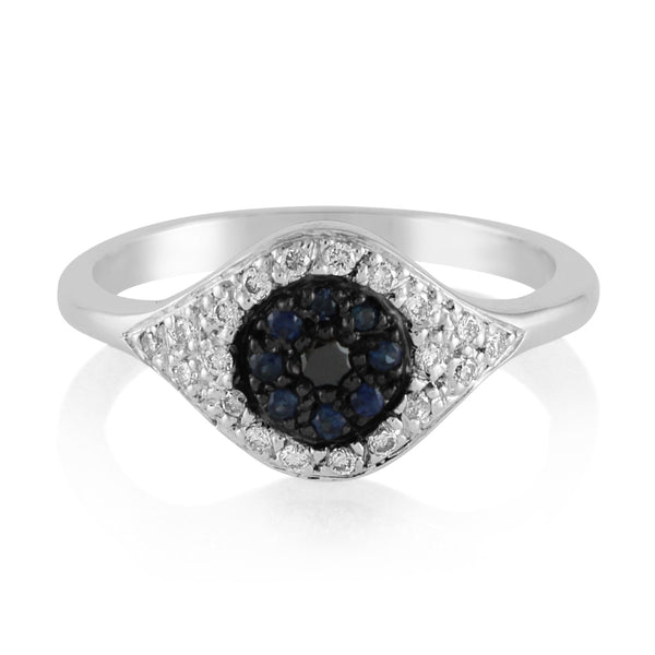Cats Eye Diamond and Sapphire Ring