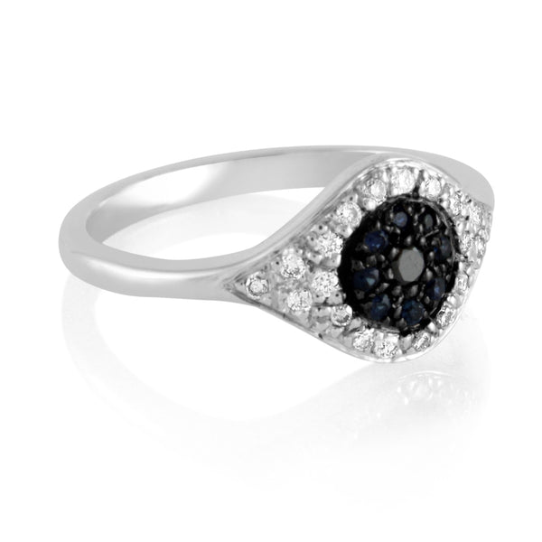 Cats Eye Diamond and Sapphire Ring