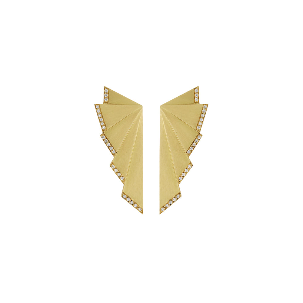 Gold Fan Ear Studs