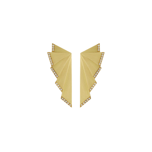 Gold Fan Ear Studs