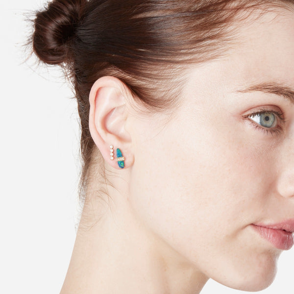 Blue Opal Bar Stud