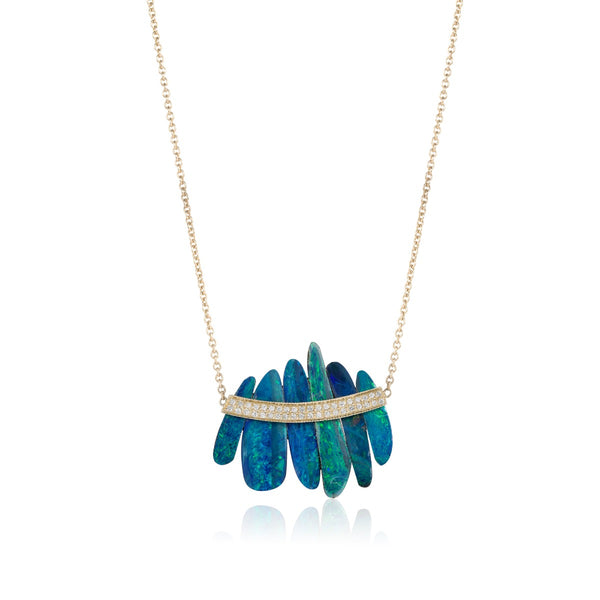 Blue Opal Cluster Necklace