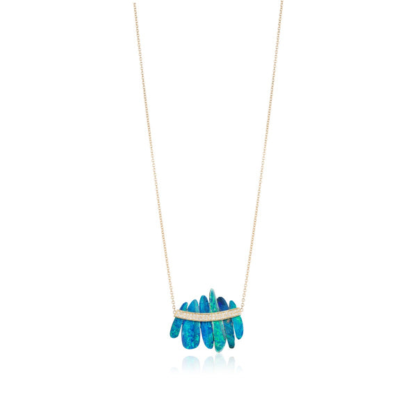 Blue Opal Cluster Necklace