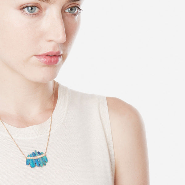Blue Opal Cluster Necklace