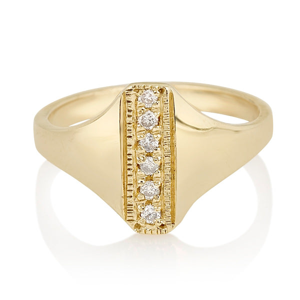 Diamond Bar Signet Ring