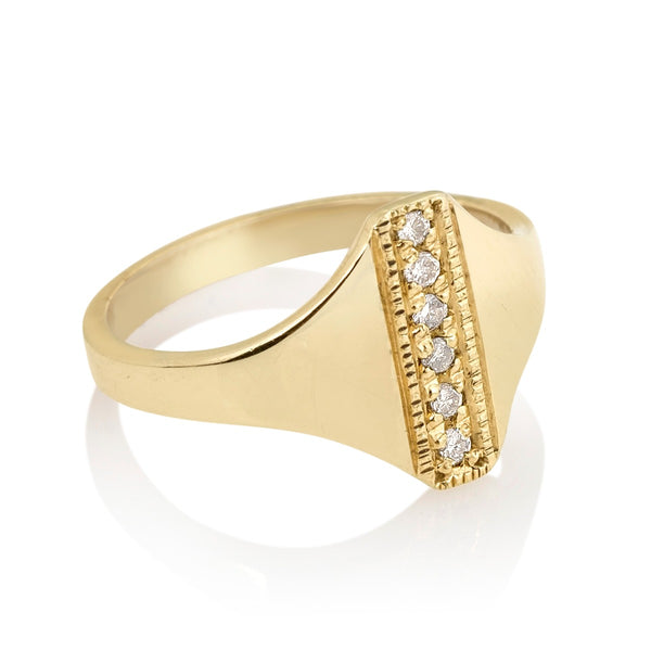 Diamond Bar Signet Ring