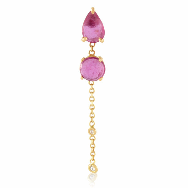 Double Ruby Chain Stud