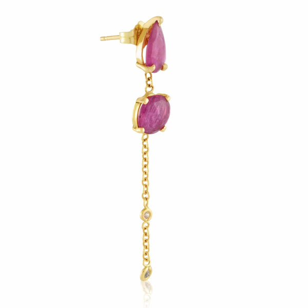 Double Ruby Chain Stud