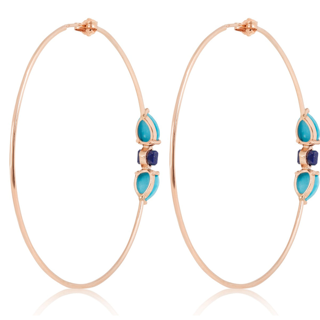 Lapis Bar Double Turquoise Teardrop Hoops