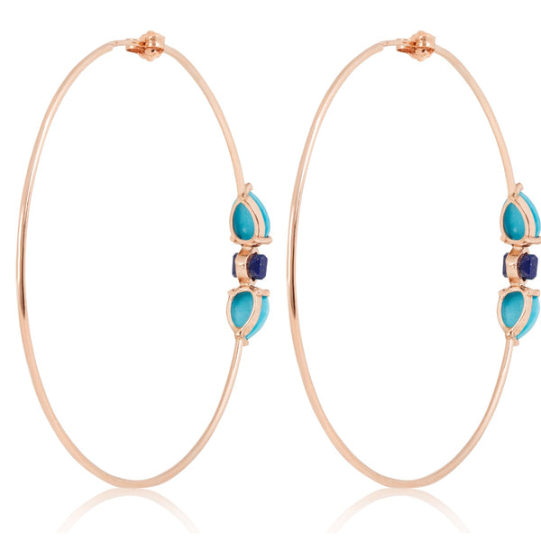 Lapis Bar Double Turquoise Teardrop Hoops