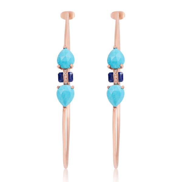 Lapis Bar Double Turquoise Teardrop Hoops