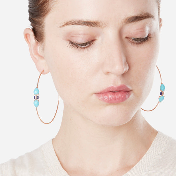 Lapis Bar Double Turquoise Teardrop Hoops