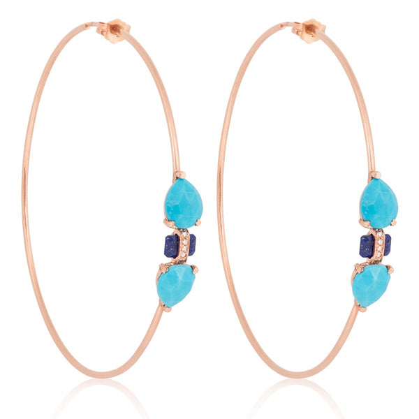 Lapis Bar Double Turquoise Teardrop Hoops
