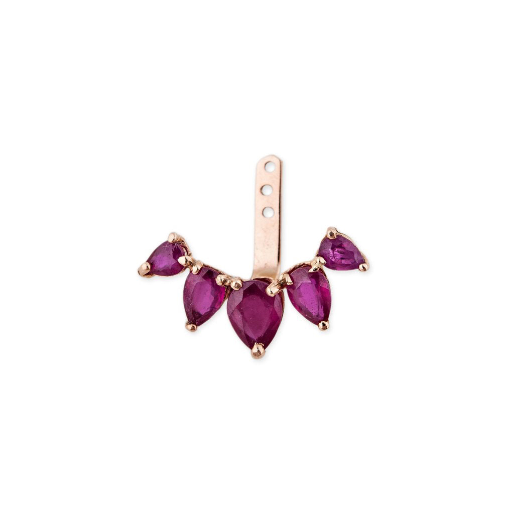 Graduated Ruby Teardrop Ear Jacket