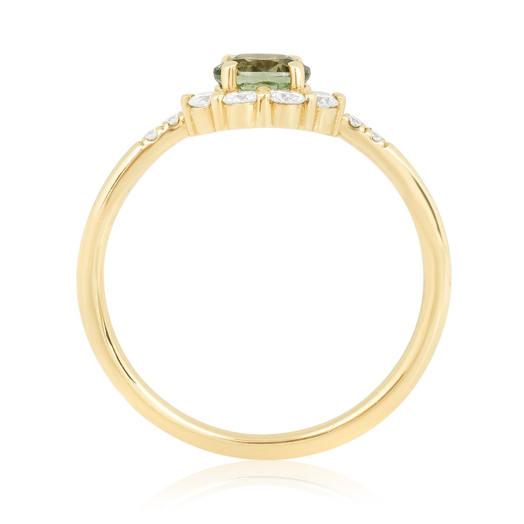 Green Sapphire Arch Ring