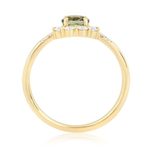Green Sapphire Arch Ring