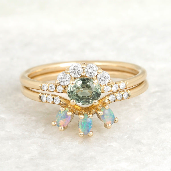 Green Sapphire Arch Ring