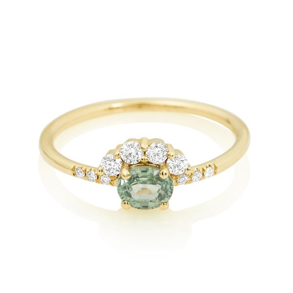 Green Sapphire Arch Ring