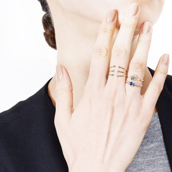 Green Sapphire Arch Ring