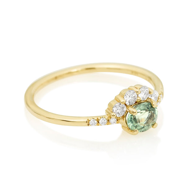 Green Sapphire Arch Ring